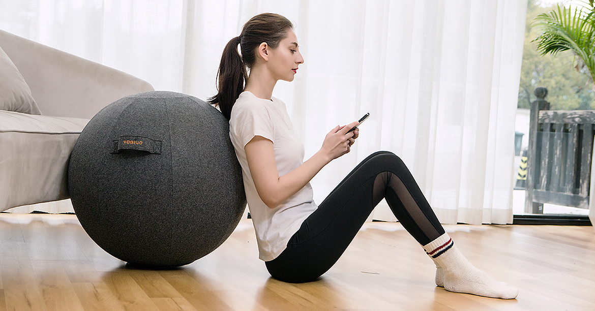 Jy 65cm Sitting Ball Chair compatível com escritório, dormitório, e casa,  Pilates exercício Yoga Ball com cobertura, postura ergonômica auto-standing  leve